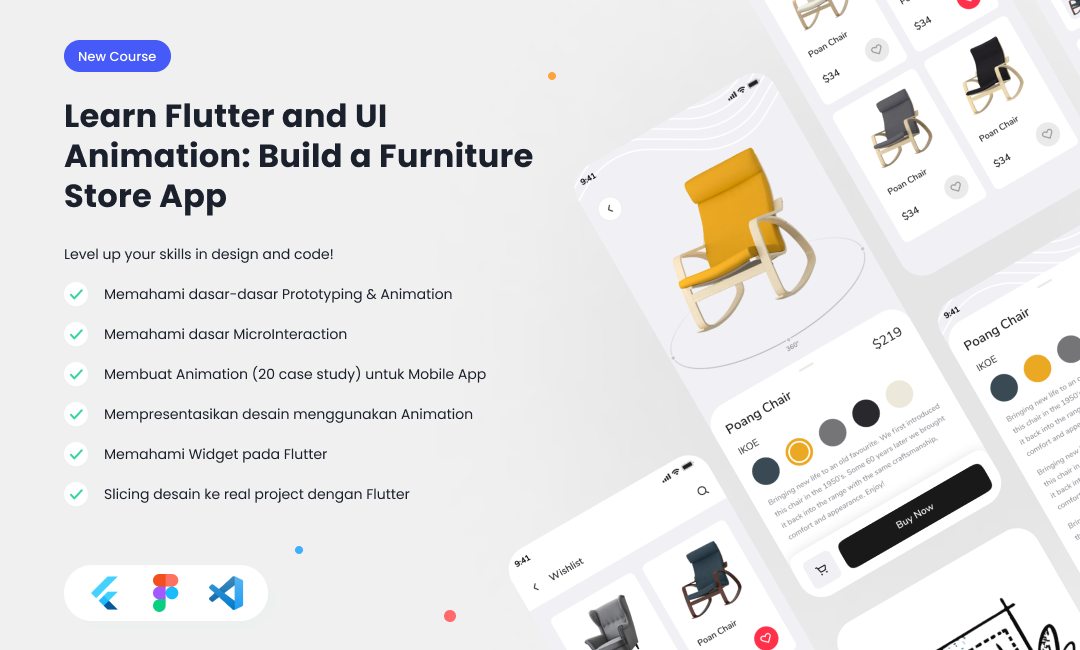 Kelas Learn Flutter & Figma UI Animation: Build a Furniture Store App di BuildWithAngga